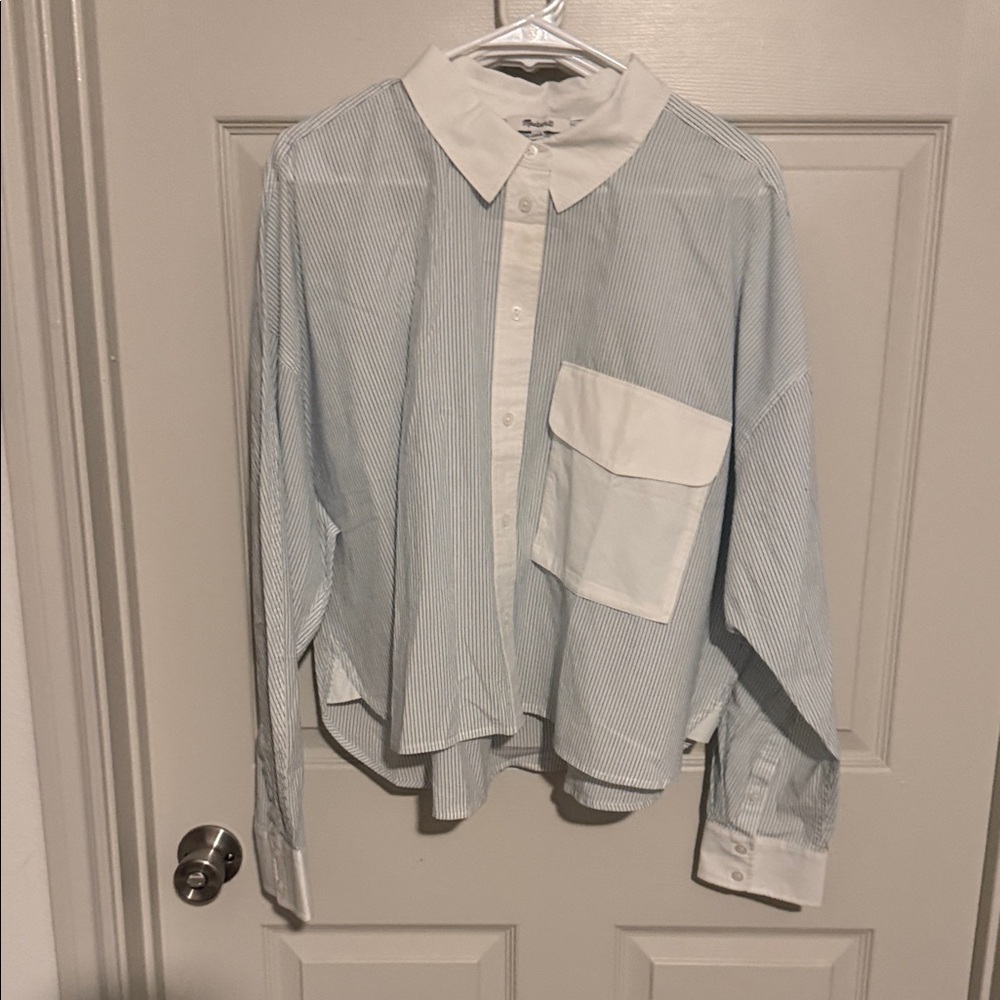 Madewell Blue & White Striped Button-Up Shirt